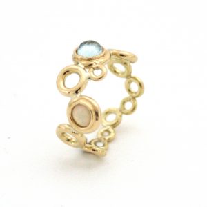 Ocean Foam Aquamarine and opal ring designed by Serena Fox