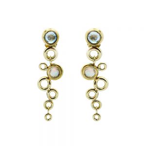 Ocean Foam Earrings Aquamarines and Opal 18ct Yellow Gold designed by Serena Fox