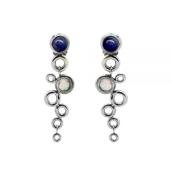 Ocean Foam Earrings Sapphire and Moonstone 18ct White Gold designed by Serena Fox