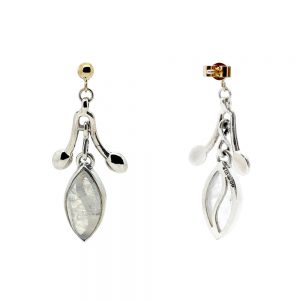 Serena Fox Jewellery Sea Pod Earrings Moonstone 18ct Yellow gold and Silver