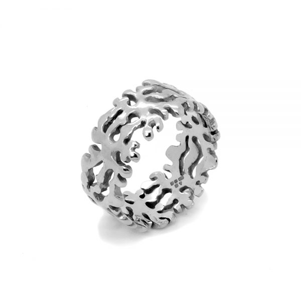 Serena Fox Marine Seaweed Ring 18ct White Gold