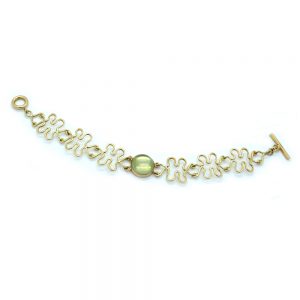 Serena Fox River Bracelet with Grey Green Moonstone and 18ct Yellow Gold