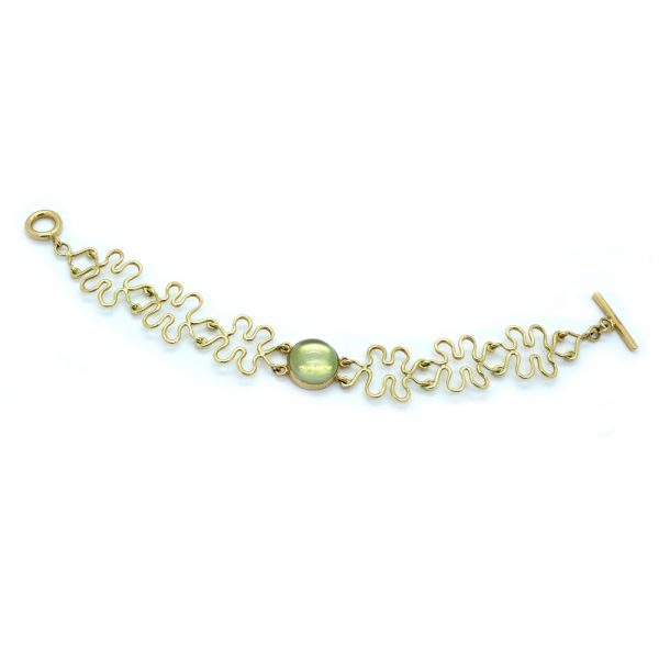 Serena Fox River Bracelet with Grey Green Moonstone and 18ct Yellow Gold