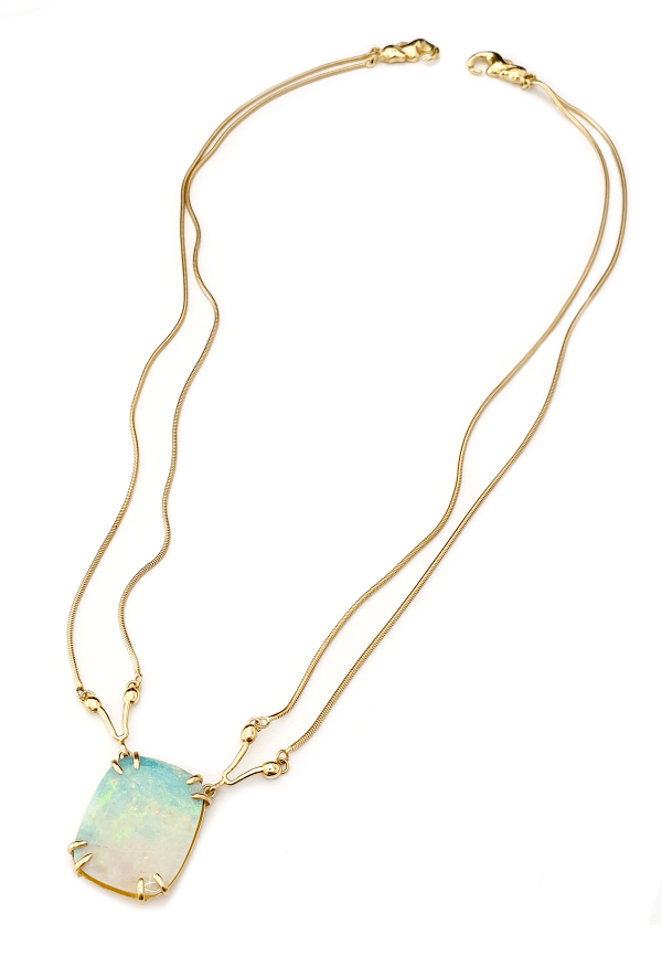 Serena Fox Seahorse Necklace Cushion Cut Opal, 18ct