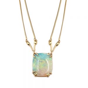 Serena Fox Seahorse Necklace Cushion Cut Opal