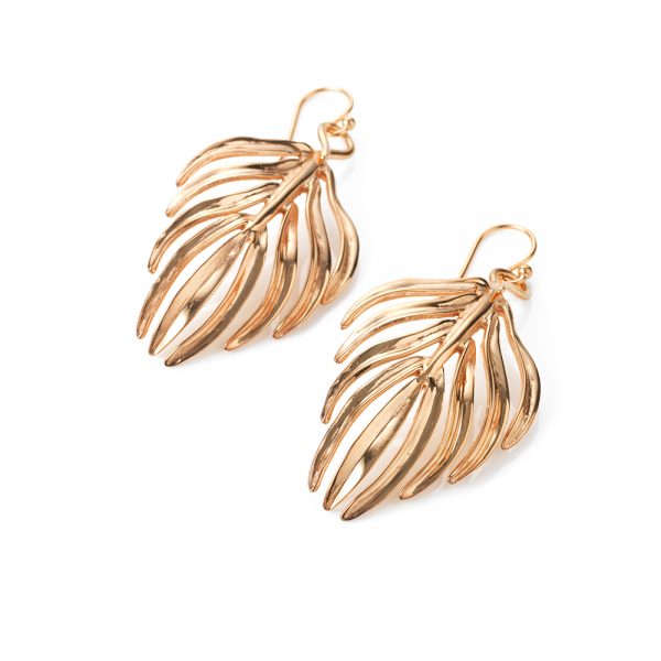 Serena FoxPalm Leaf Earrings rose gold