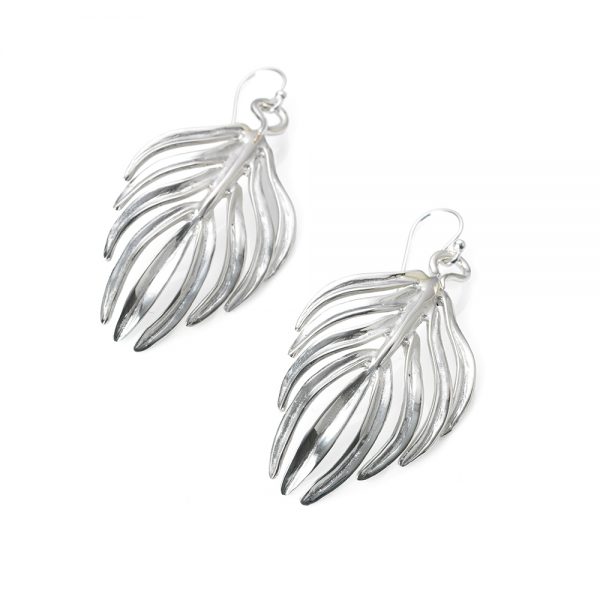 Serena Fox Palm Leaf Earrings silver