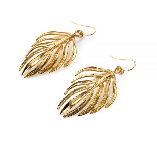 Serena FoxPalm Leaf Earrings yellow gold