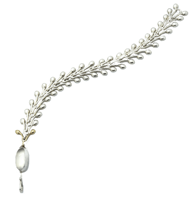 Serena Fox jewellery Sea Pod Bracelet in silver and gold with moonstone